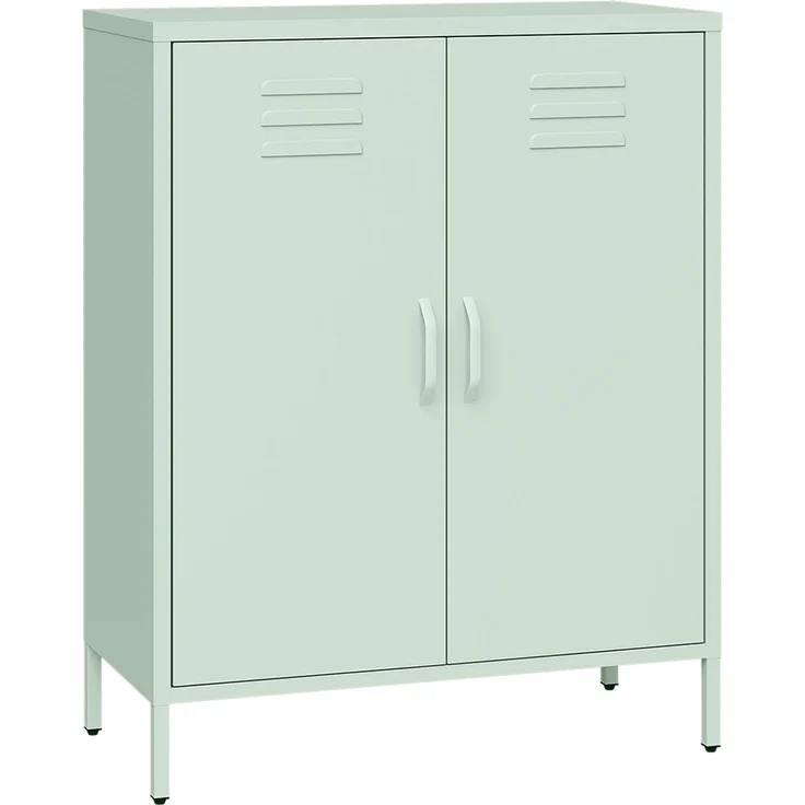 skølm 'Atria' Metallkommode, pastellgrün, 100x38x80 cm, Metallschrank mit 3 Fächern – Bild 2