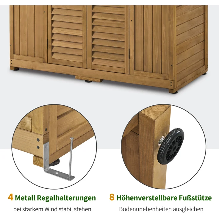 M MCombo Gartenschrank Gartenhaus Holz Wetterfest, Geräteschrank Holzschrank Outdoor Wasserdicht Begehbar, für Außenbereich Balkon Terrasse 1743 (Natur) – Bild 5