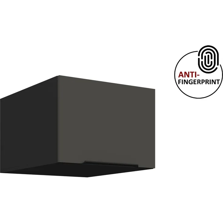 Küchen Aufsatzschrank 50 cm ARIA Graphite ultra matt + Schwarz matt, hochwertige Fronten mit Anti Fingerprint Beschichtung Küchenzeile Küchenblock