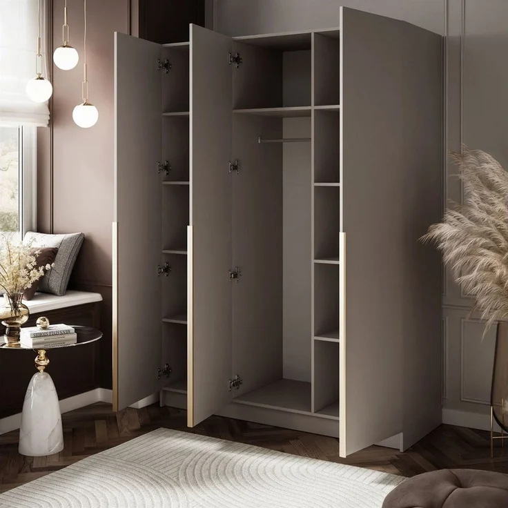 Lookway Kleiderschrank SAVAGE 3D Kaschmir Dreitüriger Schrank mit Kleiderstange Breite: 150 cm – Bild 2
