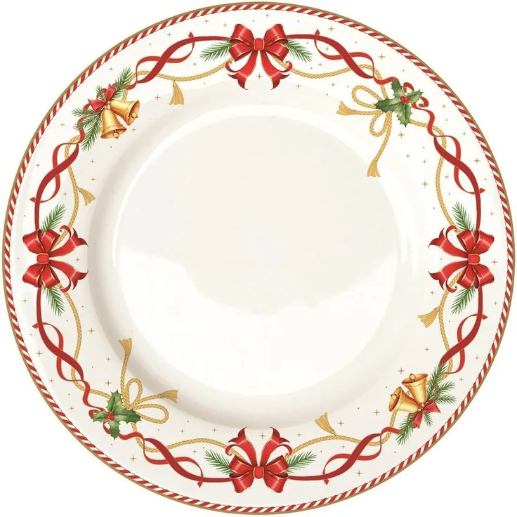 EasyLife Speiseteller Christmas Tale, Handwäsche, Mehrfarbig, Motiv: Schleifen