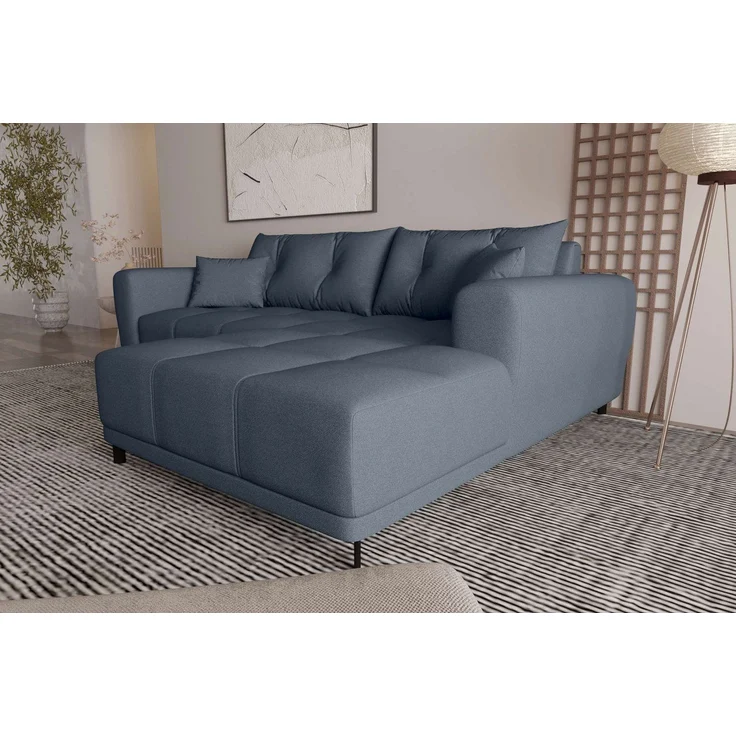 99rooms Massimo Ecksofa Strukturstoff NEVE Dunkelblau mit Schlaffunktion Rechts – Bild 2