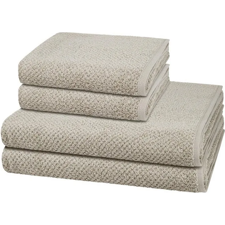 Cawö Pure 4 tlg. Frottier-Set - 2 X Handtuch (50 X 100cm), 2 X Duschtuch (80 X 150cm) - 494 g/m2 - Kreide