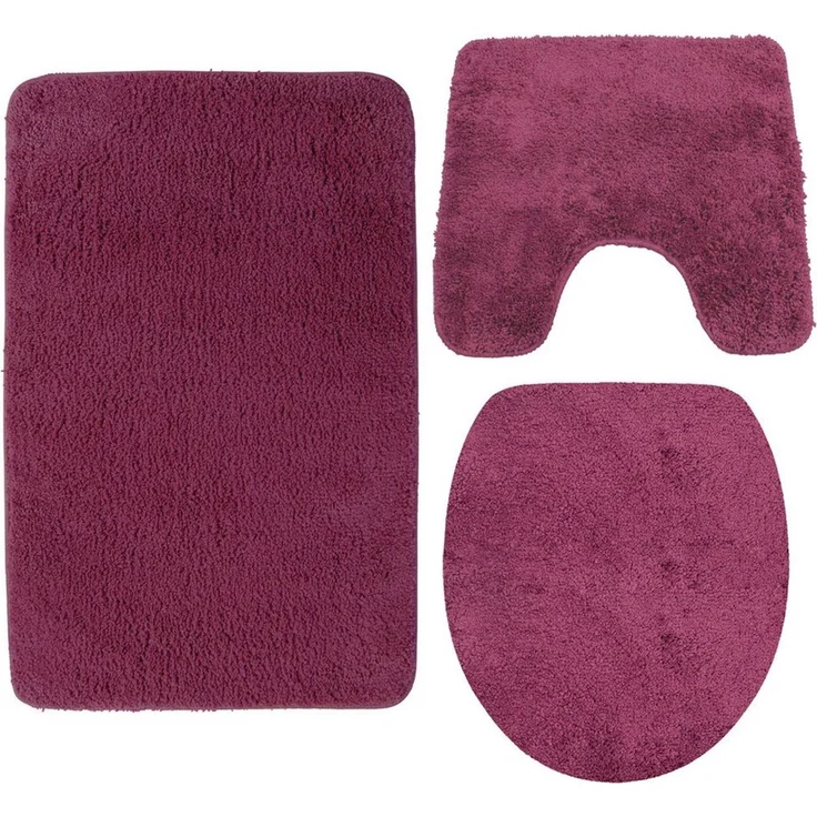 NYVI Badematte Badematten Set 3 teilig NYVISpa Lasalle Badezimmerteppich Set, Höhe 20 mm, Polyester, Badematte 50x80 + WC Vorleger mit Ausschnitt 45x50 + WC Deckelbezug – Bild 2
