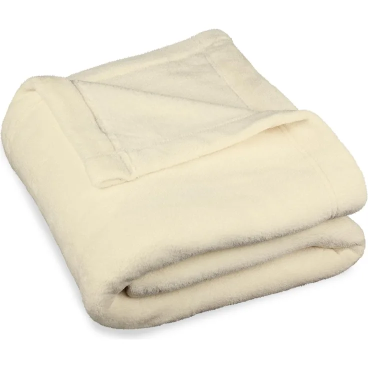 CelinaTex Flauschige Kuscheldecke XXL 220x240 cm Creme weiß Decke Sofa warm Wohndecke weich Mikrofaser Fleece Oeko-TEX Montreal