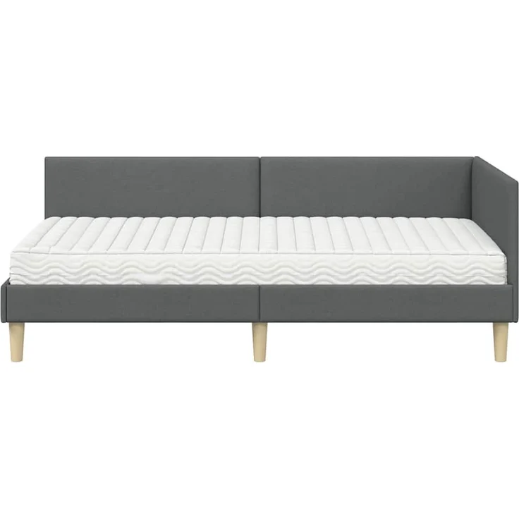 vidaXL Eckbettgestell mit Matratze 2 stk. Dunkelgrau 90 x 200 cm Stoff 3393742 – Bild 5
