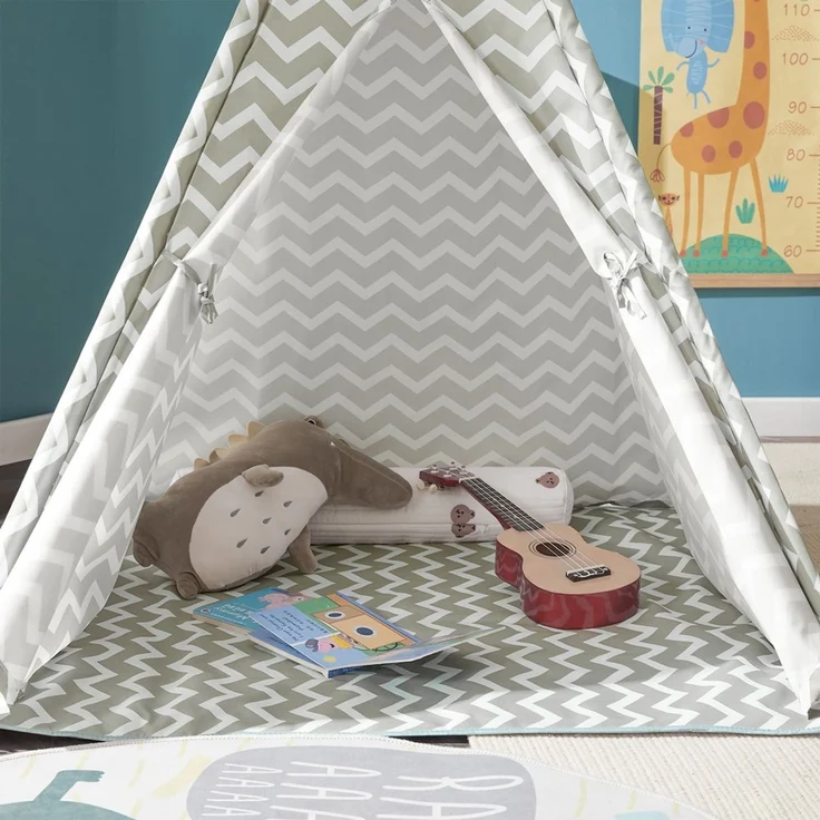 SoBuy Tipi mit Tür und Fenster grau – Bild 9