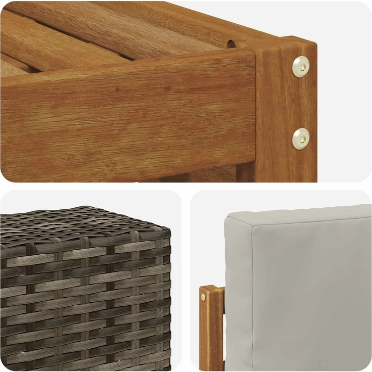vidaXL Outdoor-Sofagarnitur 7 stk. 6-Sitzer Natur und Hellgrau 3384637 – Bild 6