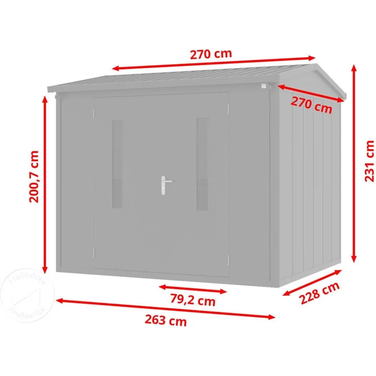 GFP Primeyard Gerätehaus Metall Gartenhaus 263x228x231 cm Geräteschuppen Satteldach anthrazit – Bild 9