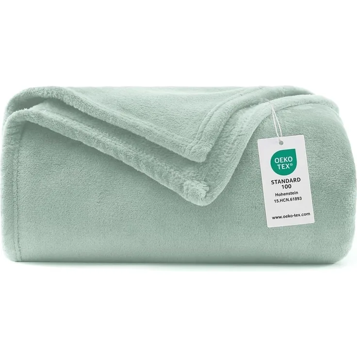 WAVVE Kuscheldecke Flauschig Decke Fleecedecke - Sofadecke 150x200 cm Warm Wohndecke Couchdecke, Salbei-Grün Decke Weich Sofaüberwurf XL