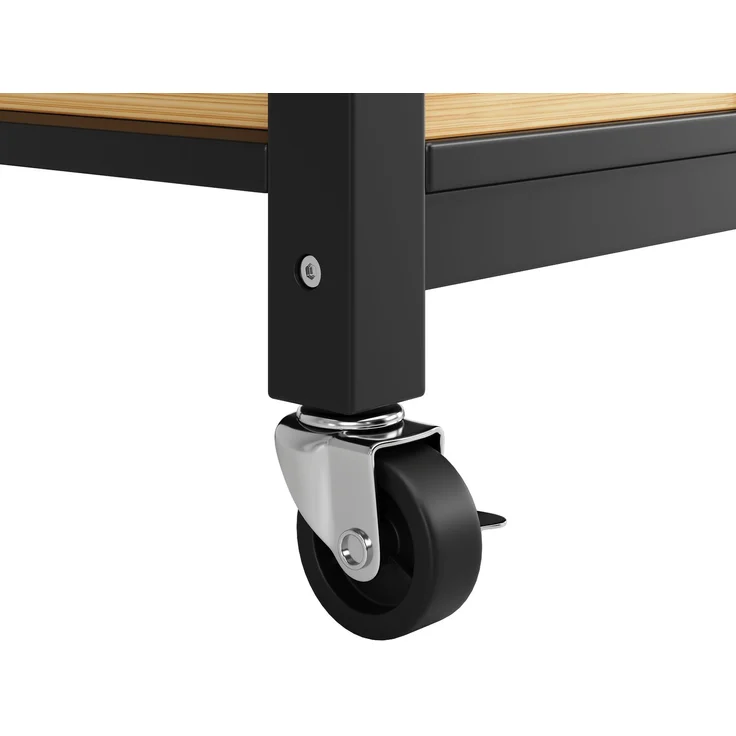 Kücheninsel 120 cm Schwarz & Natur, Küchenwagen mit klappbaren Seiten 73 cm, multifunktionaler mit Schublade und verstellbaren Ebenen – Bild 9