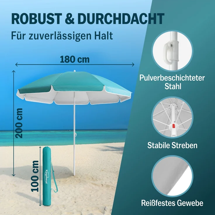 Kingsleeve Sonnenschirm 180cm türkis wasserabweisend – Bild 3