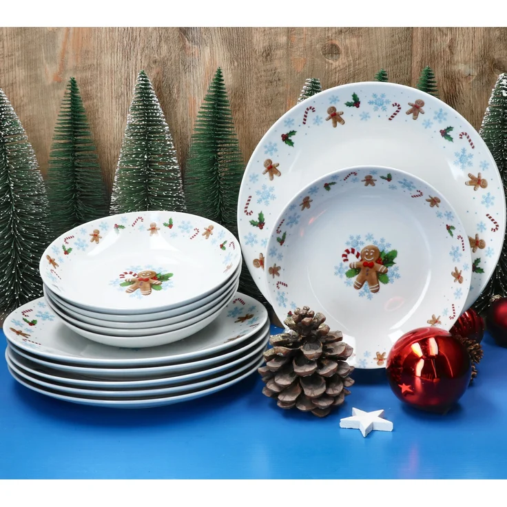 12tlg Tafelservice Candyman 6 Personen Essteller Suppenteller Weihnachten – Bild 3