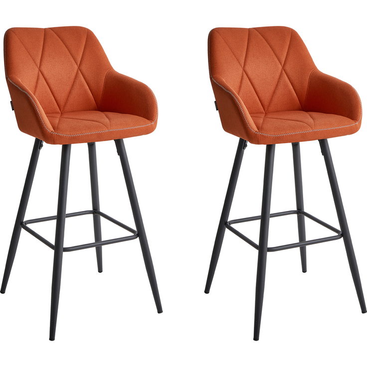 Beliani 'Darien' Barstuhl, 2er Set, Stoff, 103 x 54 x 50 cm, Orange