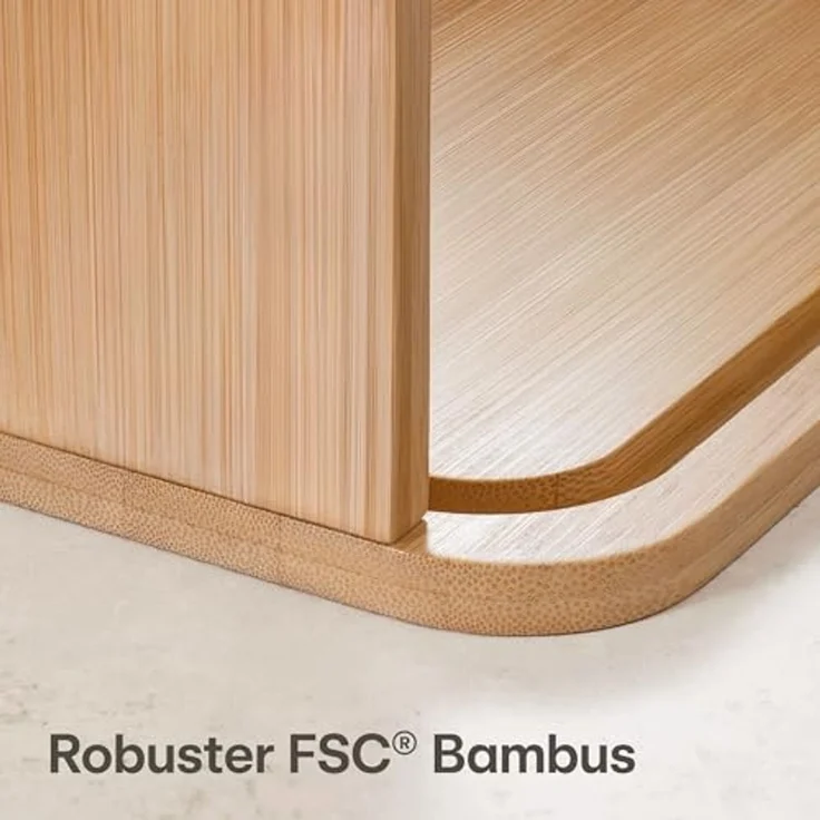 Praknu Brotkasten Brotkasten Groß aus FSC® Holz mit Schiebetür - Brotaufbewahrung, Bambus, FSC® Holz - Platzsparend und stilvolle Brotbox für längere Frische – Bild 5