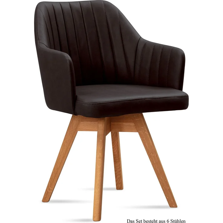 Armlehnstuhl drehbar (6er-Set) Dotty 58x81x60 Eiche geölt/Espresso