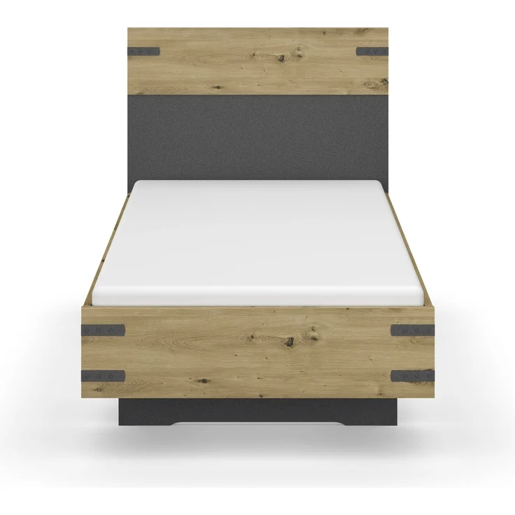 Bett >Butte< in grau metallic / Eiche Artisan Dekor - 95x101x207 (BxHxT) – Bild 4