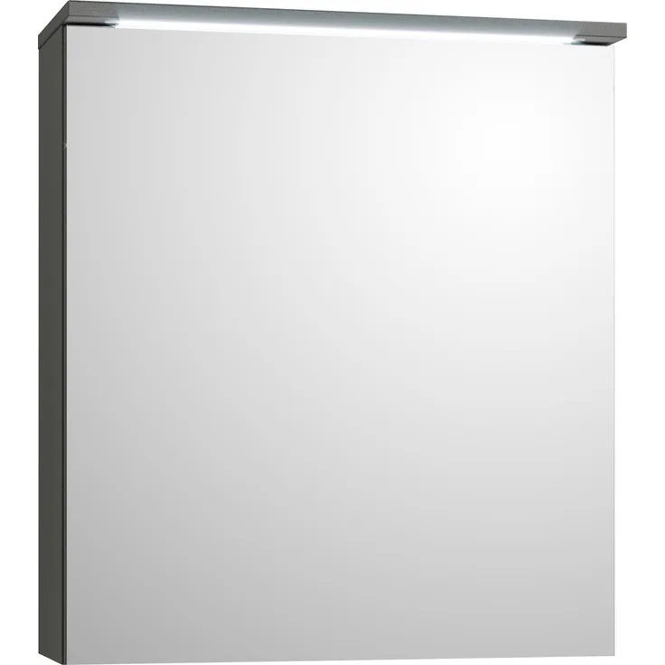 Badezimmerspiegelschrank >Two< LED, Steckdose, titan-grau / weiß - 60x68x23cm (BxHxT)