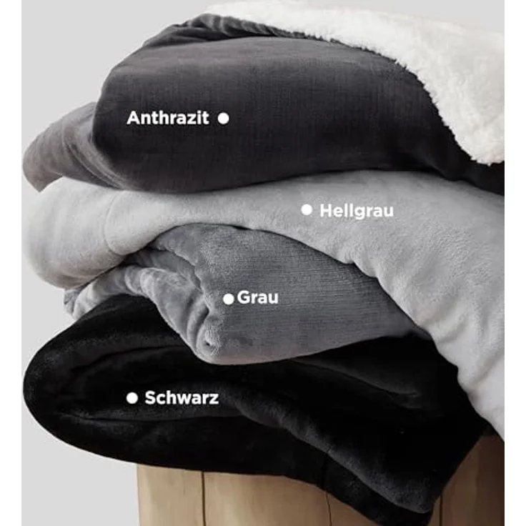 BEDSURE Decke Sofa Kuscheldecke Grau - warm Sherpa Sofaüberwurf Decke, Dicke Sofadecke Couchdecke, 150x200 cm XL Flauschige Wohndecke für Couch – Bild 7