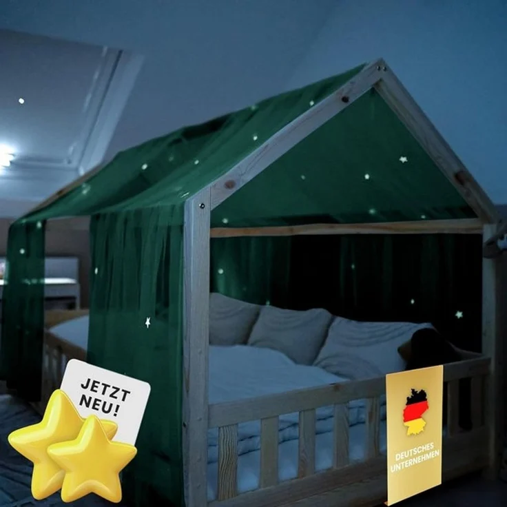 lilimaus Betthimmel Betthimmel fürs Hausbett mit Leuchtsternen nachtleuchtend, Magischer Betthimmel mit leuchtenden Sternen für traumhafte Nächte – Bild 4