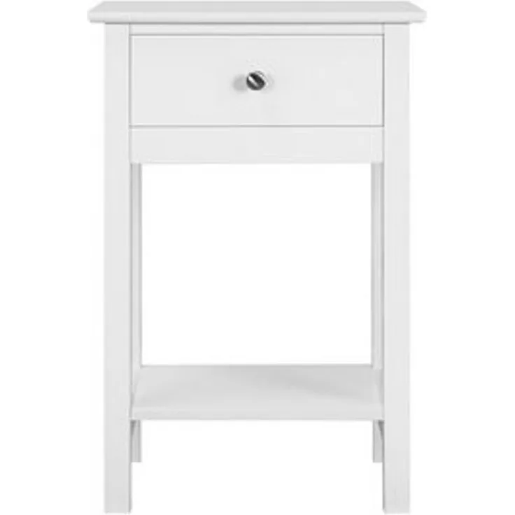 Yaheetech Beistelltisch Nachttisch, Nachtschrank mit Schublade und Ablage, MDF-Holzplatten Weiß, 40 × 30 × 61 cm