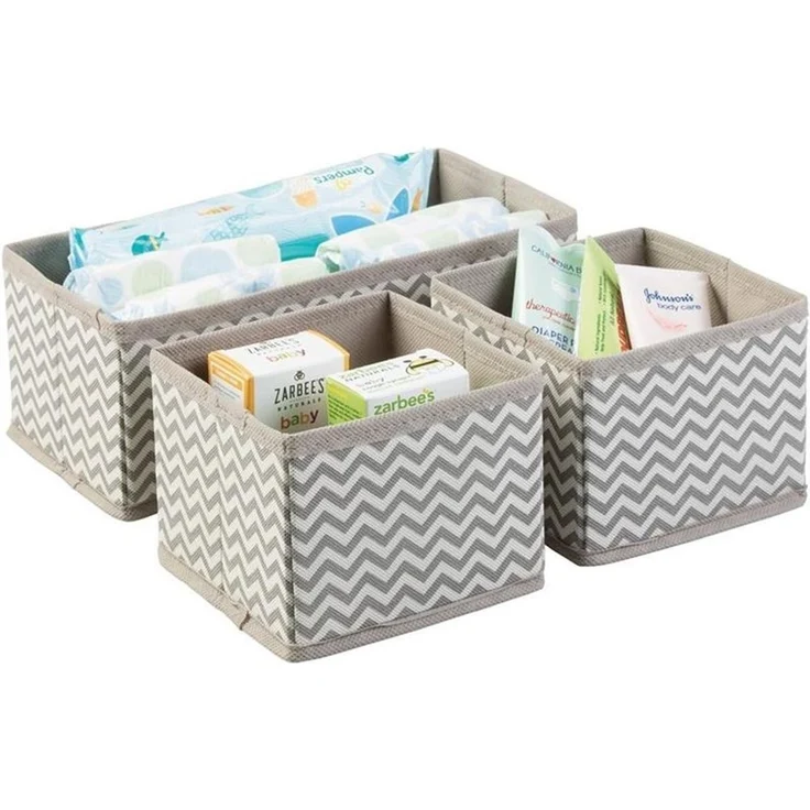 Aufbewahrungsbox Stoffkiste flexible Organizer in 2 Größen mDesign 3er Set Taupe – Bild 2