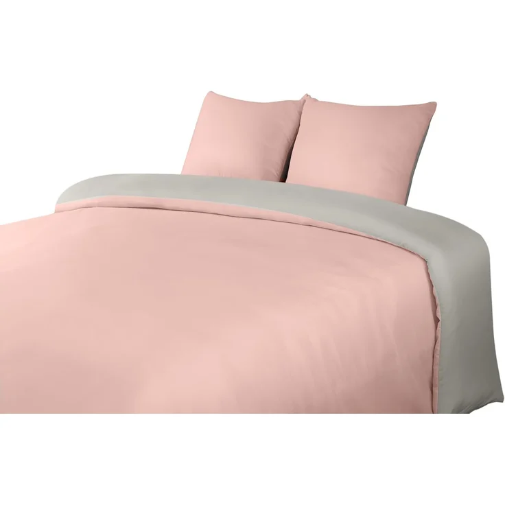 Utopia Bedding Bettwäsche 200x200 Set - Mikrofaser Bettbezug 200x200 cm + 2 Kissenbezüge 80x80 cm - Grau/Rosa – Bild 3