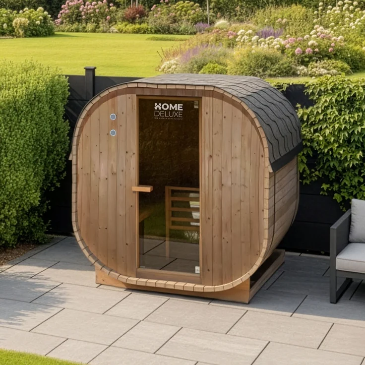 HOME DELUXE Outdoor Sauna CUBE L - 194 x 180 cm für 4 Personen – Bild 1