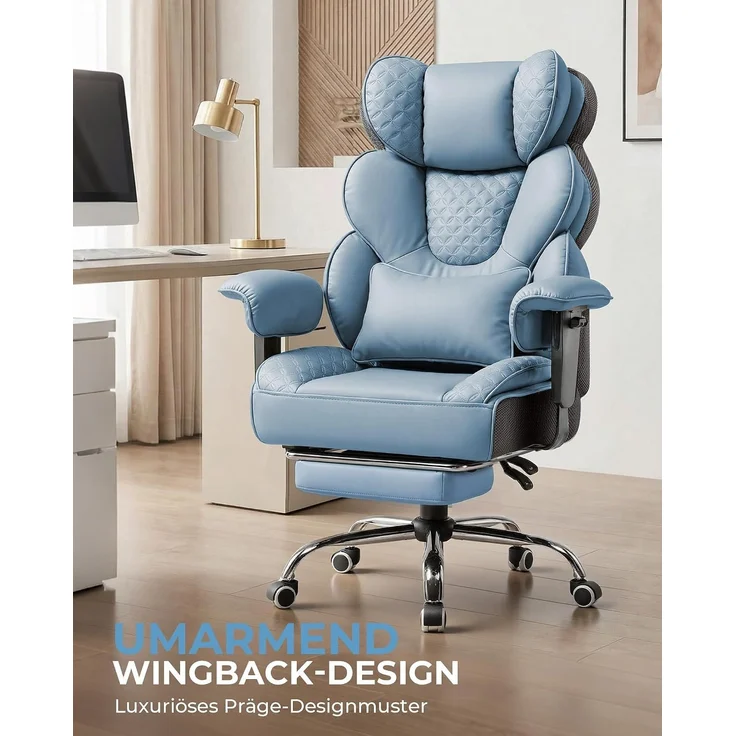 COMHOMA Gaming-Stuhl Ergonomischer Bürostuhl 180 kg, mit Lendenstütze & Fußstütze, 150° verstellbare Rückenlehne, hoher Chefsessel – Bild 4
