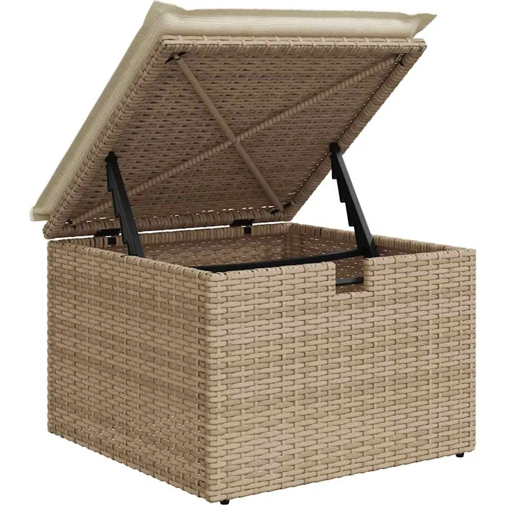 vidaXL 9-tlg. Garten-Sofagarnitur mit Kissen Beige Poly Rattan Akazie 3328101 – Bild 10