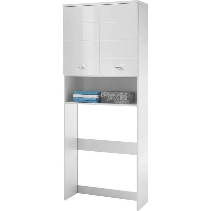 Badschrank Waschmaschinen Schrank Überbau ca. 76 x 190 x 31 cm POOL Weiß
