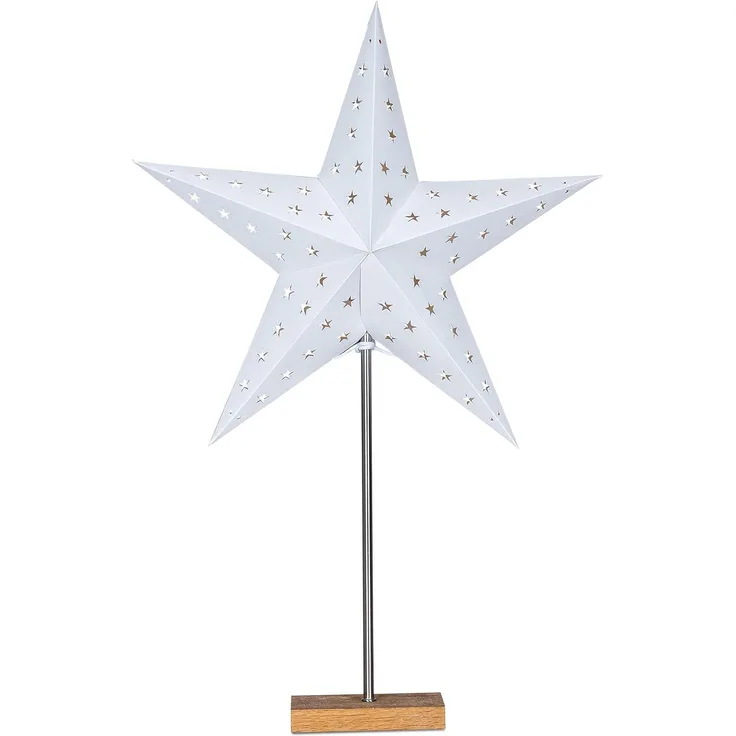 Levandeo® LED Stern, LED Stern Weiß H65cm mit Standfuß Weihnachten Leuchtstern