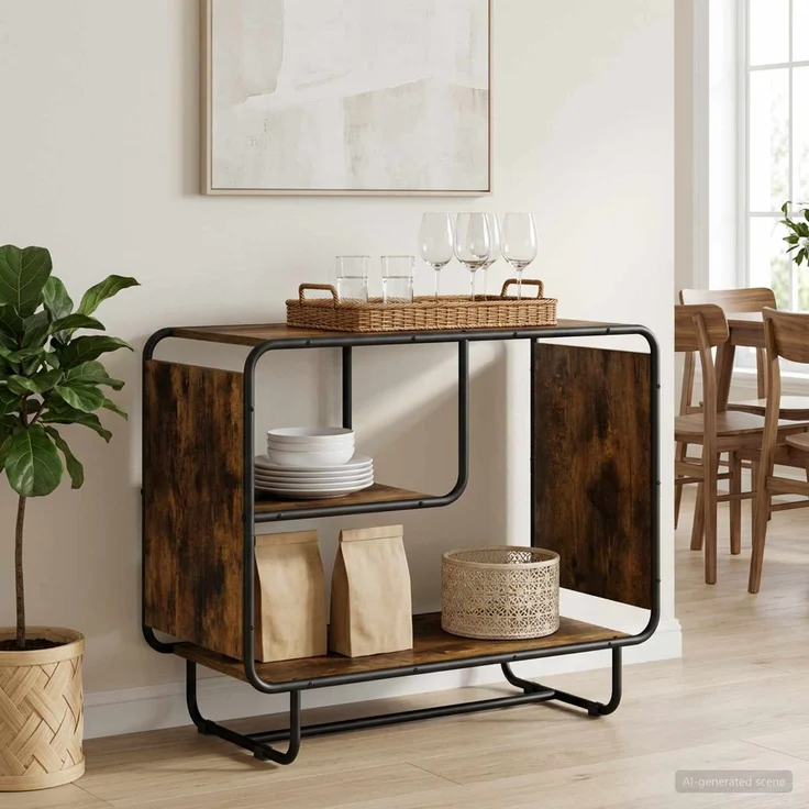 vidaXL Sideboard Räuchereiche 80 x 37.5 x 64.5 cm Holzwerkstoff 8007932 – Bild 1