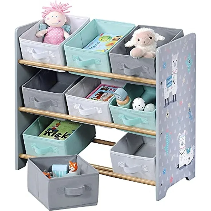 Kesper | Aufbewahrungsregal, Material: Faserplatte, Maße: 65 x 30 x 60 cm, Farbe: Weiß/Mint/Grau | 17706 13