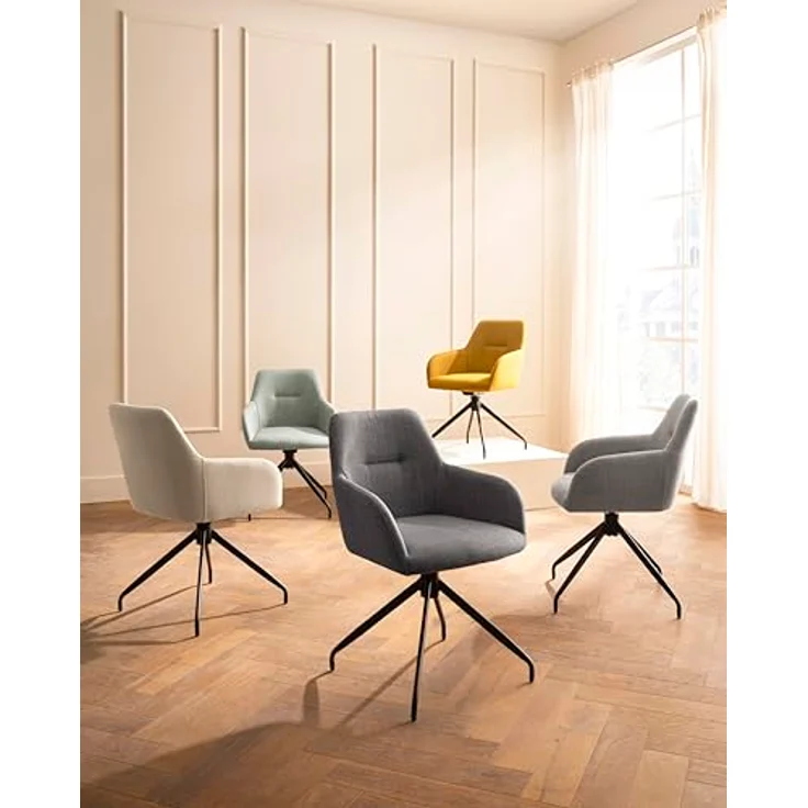 Hela Tische, Drehstuhl Sessel Triest, Bezug Webstoff Mint, 360° drehbar, Kipp-/ Relaxfunktion, Armlehnen, 120kg belastbar, Oeko-TEX, PFC Free – Bild 2