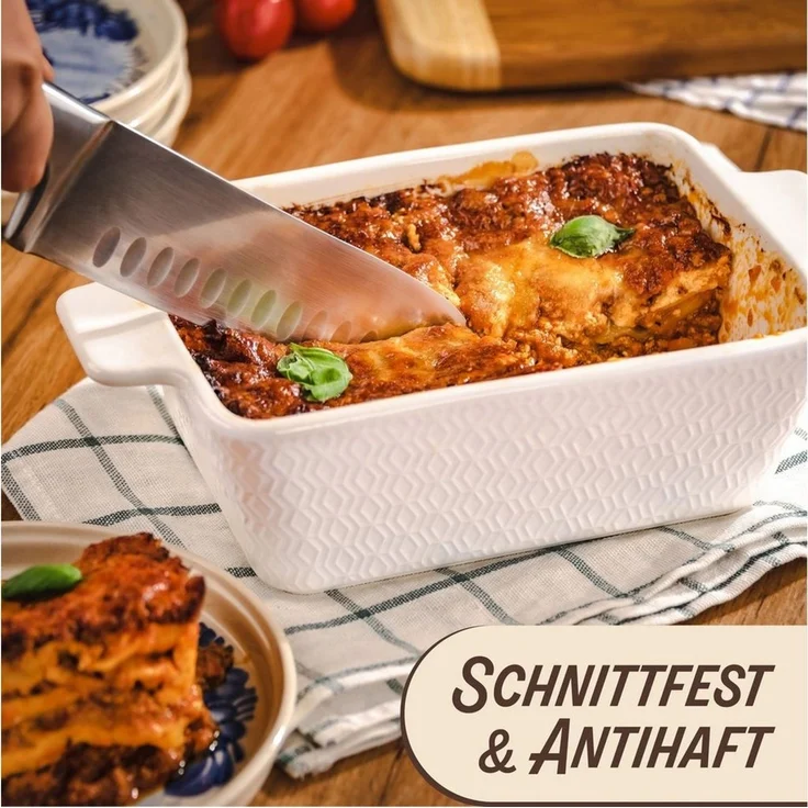 Praknu Auflaufform Auflaufform aus Keramik für 2 Personen - Für Lasagne, Tiramisu, Keramik, (1-St), Für 2 Personen Lasagne, Tiramisu & Auflauf - Hoher Rand - Eckig – Bild 2
