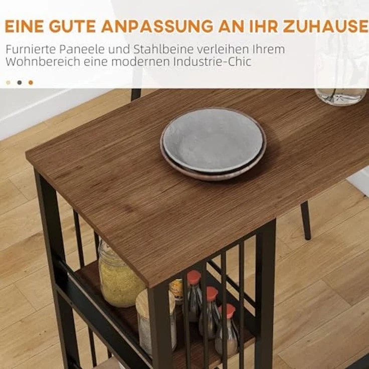 HOMCOM Bartisch Küchentisch, Tisch für 2 Personen (Tresentisch, 1-St, Stehtisch), Küche, Braun, 120 x 40 x 105 cm – Bild 5