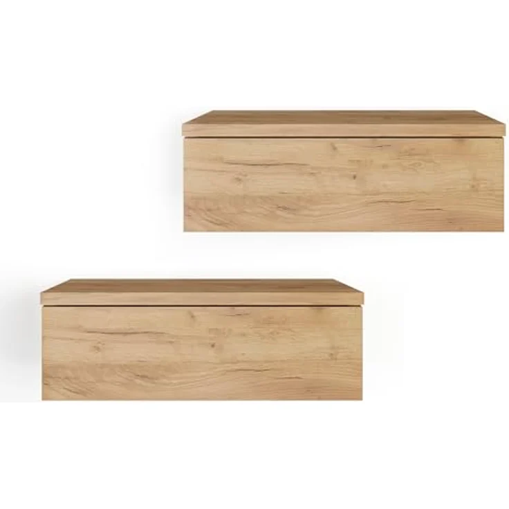 KOMTO Wandregal mit Schublade 2er Set Nachttisch Wandschublade Monaco 2 pcs, Wandschublade Nachtschrank Hängend, Monaco 46 x 30 x 15 cm – Bild 2