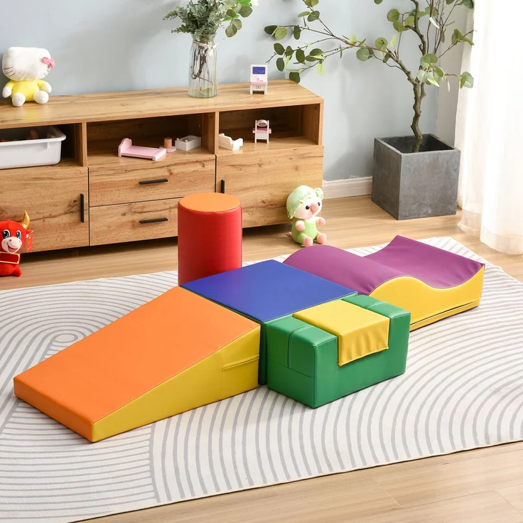 6 TLG Riesenbausteine zum Toben & Klettern Großbausteine für Kinder. Treppe und Rutsche für Kinder - Spielzeug zum Klettern, Rutschen und Krabbeln. im Vorschulalter & Babys Softbausteine, bunt. – Bild 3