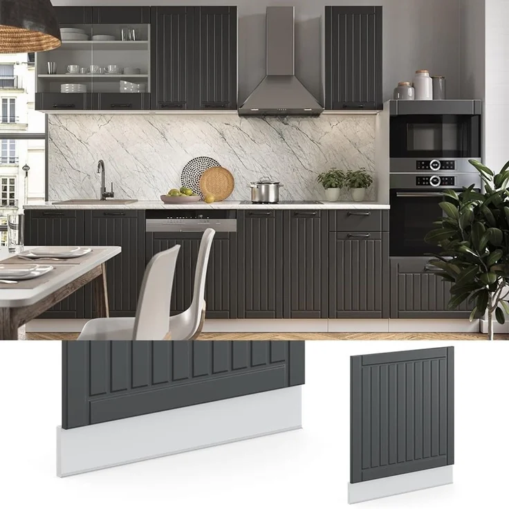 Frontblende Fame-Line Anthrazit Landhaus 60 cm ohne Arbeitsplatte Vicco – Bild 4