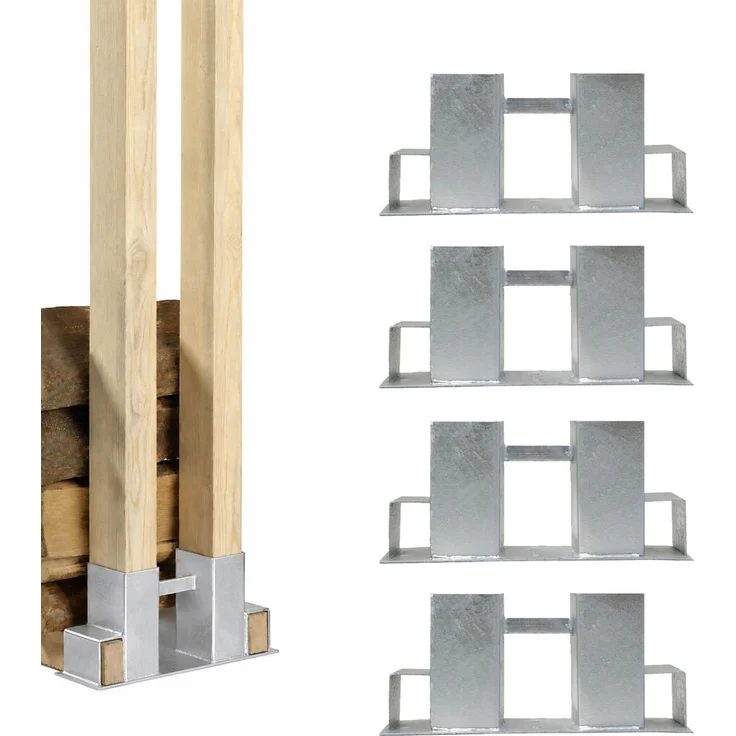 4er Set Holzstapelhilfe feuerverzinkter Stahl 34x10x15 cm Holzstapelhalter – Bild 1