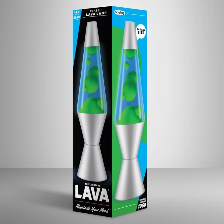 lav Lava® Tischlampe grün/blau mit silbernem Fuß 37 cm – Bild 5