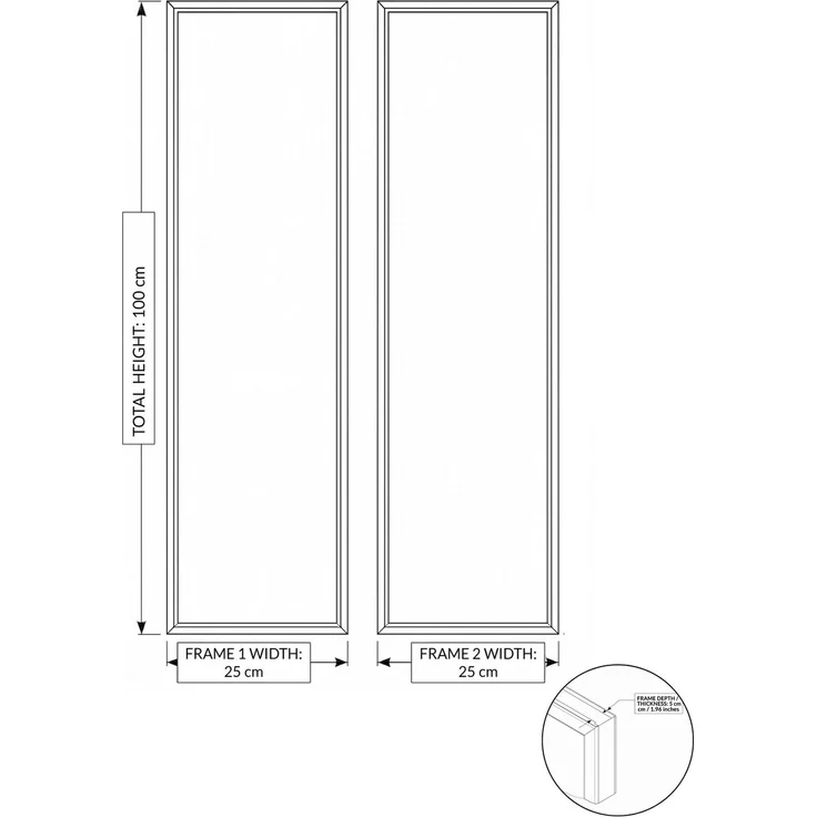 Wallity 'Huhu743' Dekoratives gerahmtes Leinwandbild (2-teilig), Mehrfarbig, 100 x 25 cm – Bild 4