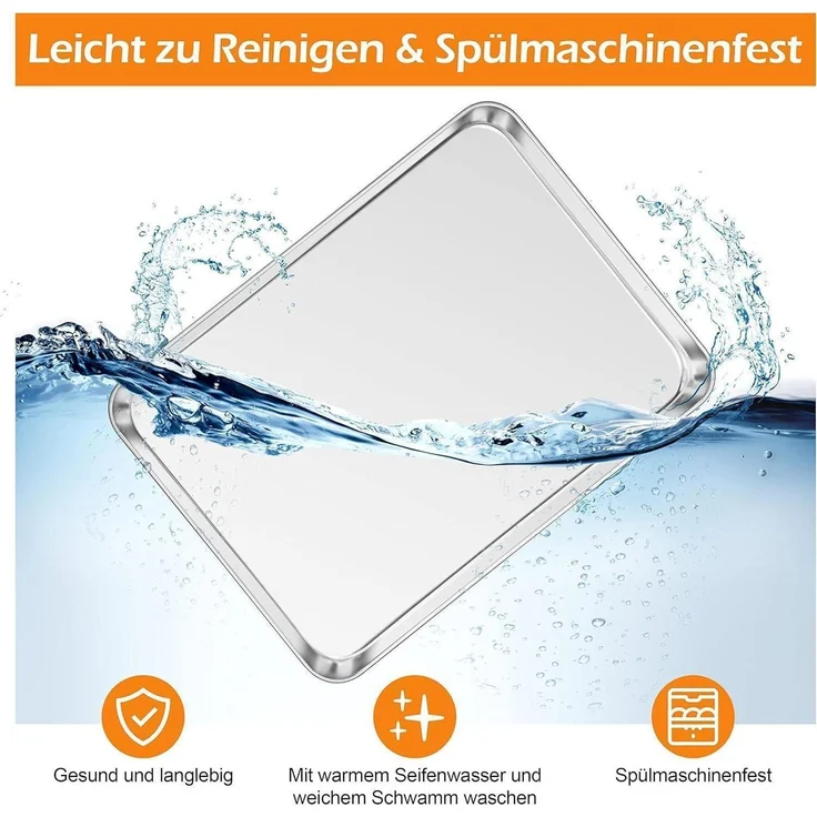 Homikit Edelstahl Backblech Set 2 Stück 23x17x2,5 cm Rechteckig – Bild 6