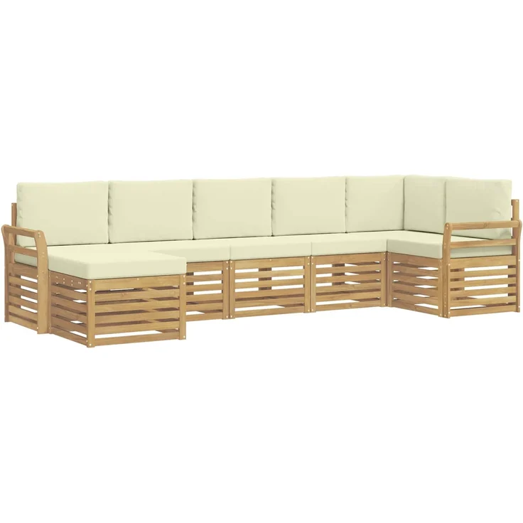 vidaXL Outdoor-Sofagarnitur 7 stk. 6-Sitzer Weiß und Creme 3392195 – Bild 2