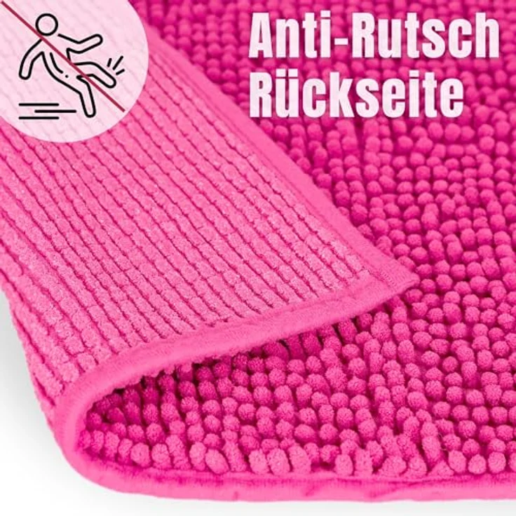 WohnDirect Badematte 45x45 cm | Pink - rutschfest & Waschbar - Badezimmerteppich zum Set kombinierbar, Badvorleger, WC Garnitur, Badteppich – Bild 6