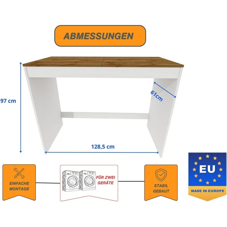 Raumhirsch Furniture Waschmaschinenumbauschrank Waschmaschinenschrank für Waschmaschine & Wäschetrockner (7 Farben lieferbar) für zwei Geräte geeignet – Bild 3