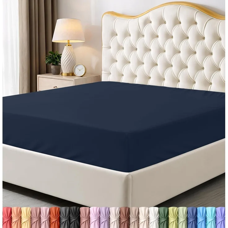 Utopia Bedding Spannbettlaken für King-Size-Betten, Tiefe Tasche, weiche Mikrofaser, schrumpf- und lichtbeständig, pflegeleicht, 1 Spannbetttuch (Marineblau)