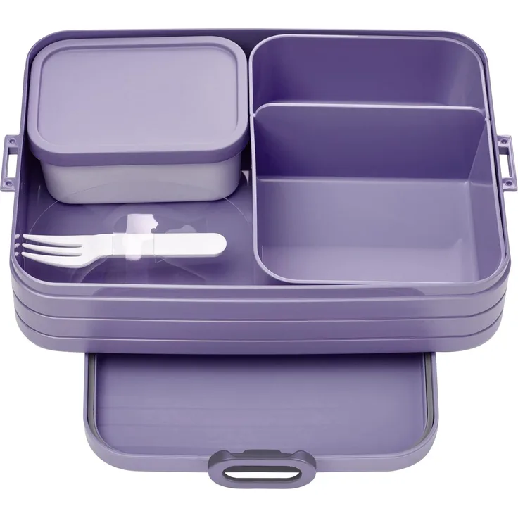 Mepal Take a Break Bento Lunchbox Large Lunchbox with Bento Box, Prep Box for Sandwiches, Small Snacks & Leftovers, Snack & Lunch, Food Box with Compartments, 1500 ml, Vivid Lilac