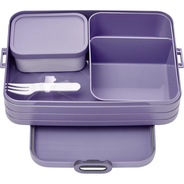 Mepal Take a Break Bento Lunchbox Large Lunchbox with Bento Box, Prep Box for Sandwiches, Small Snacks & Leftovers, Snack & Lunch, Food Box with Compartments, 1500 ml, Vivid Lilac